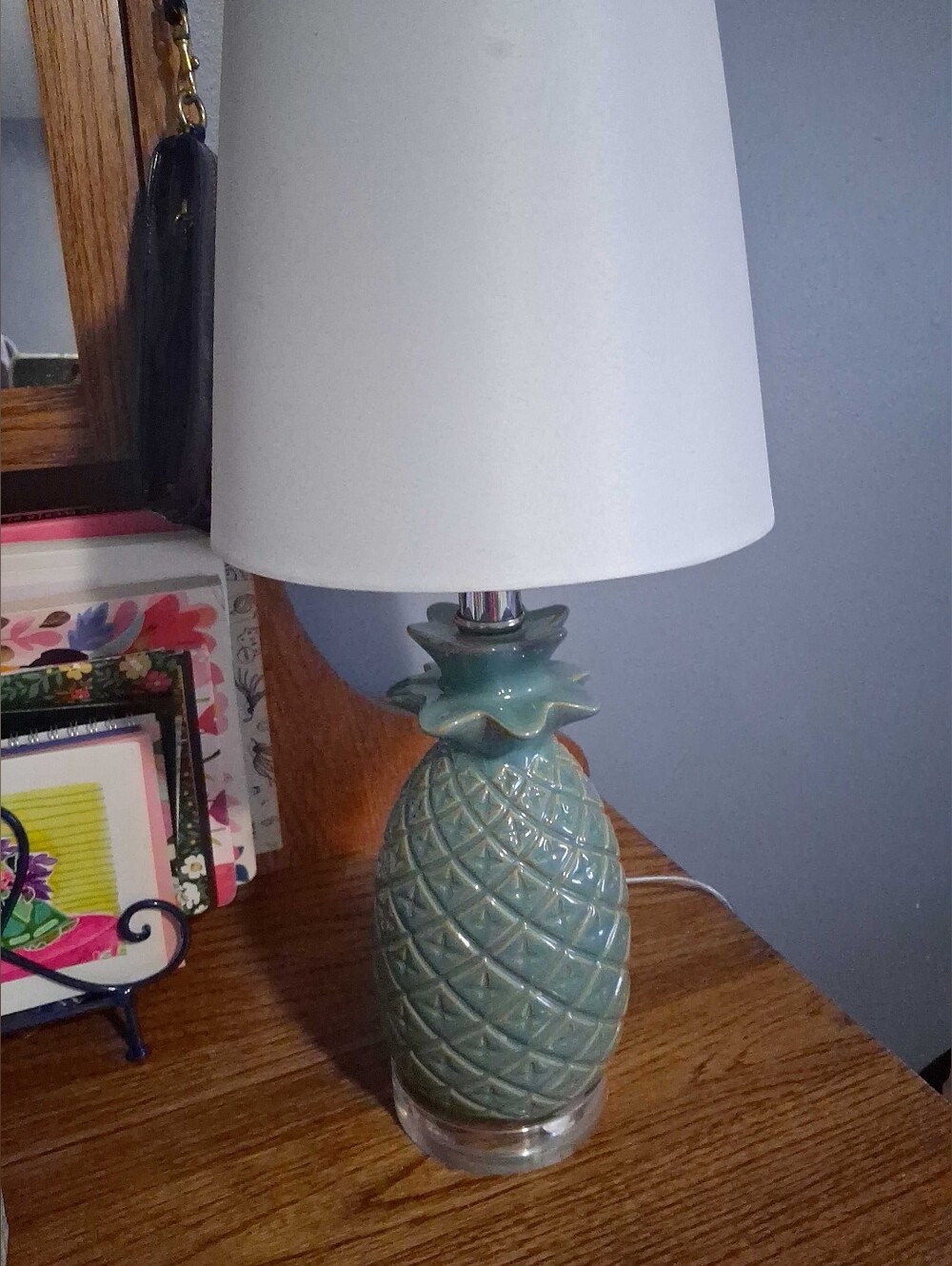 Ceramic Pineapple Table Lamp - Teal